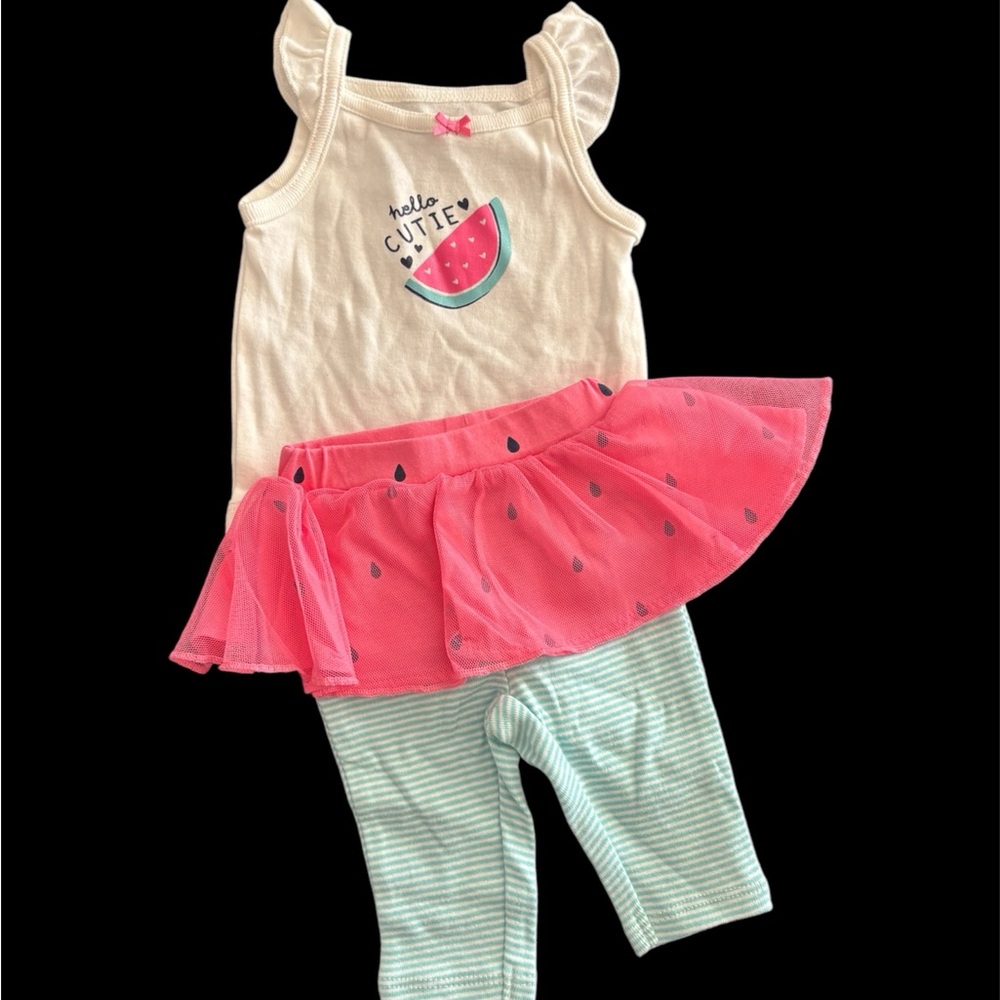 Carter’s Cute Watermelon Outfit with Tutu Leggings Set | Newborn